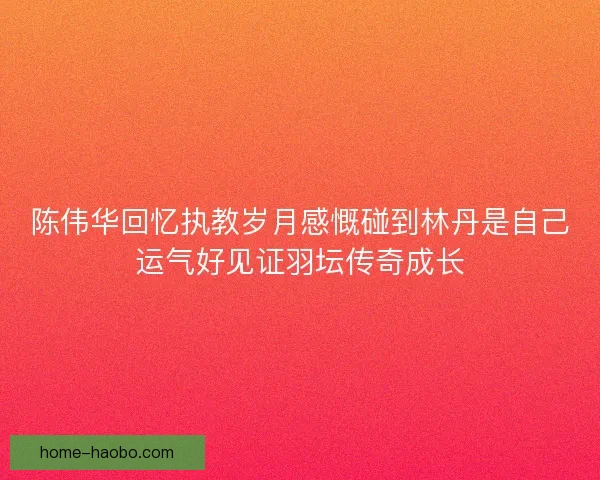 陈伟华回忆执教岁月感慨碰到林丹是自己运气好见证羽坛传奇成长