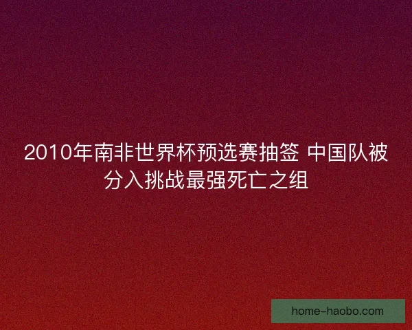 2010年南非世界杯预选赛抽签 中国队被分入挑战最强死亡之组 2010年南非世界杯预选赛抽签 中国队被分入挑战最强死亡之组