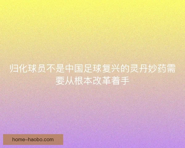 归化球员不是中国足球复兴的灵丹妙药需要从根本改革着手